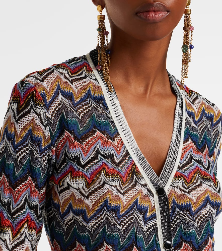 Missoni V-neck Cardigan In Embroidered Lace In Multi