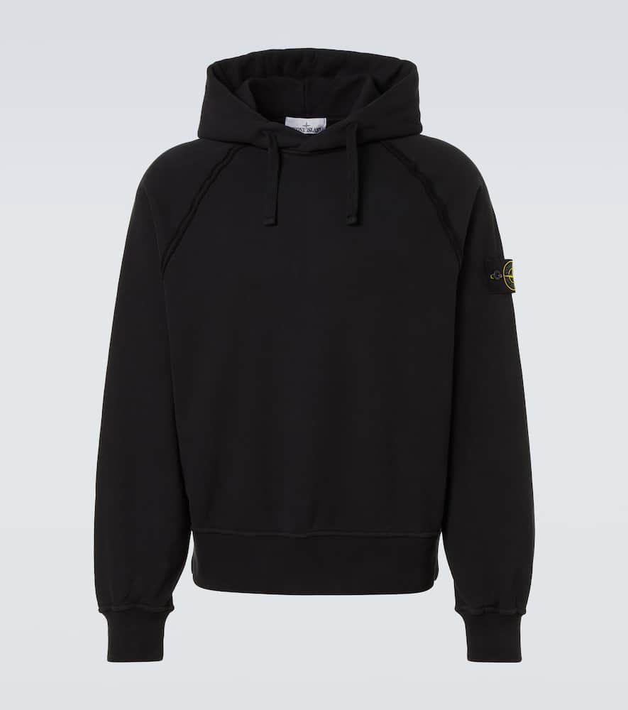 Stone Island Compass Cotton Hoodie In Black