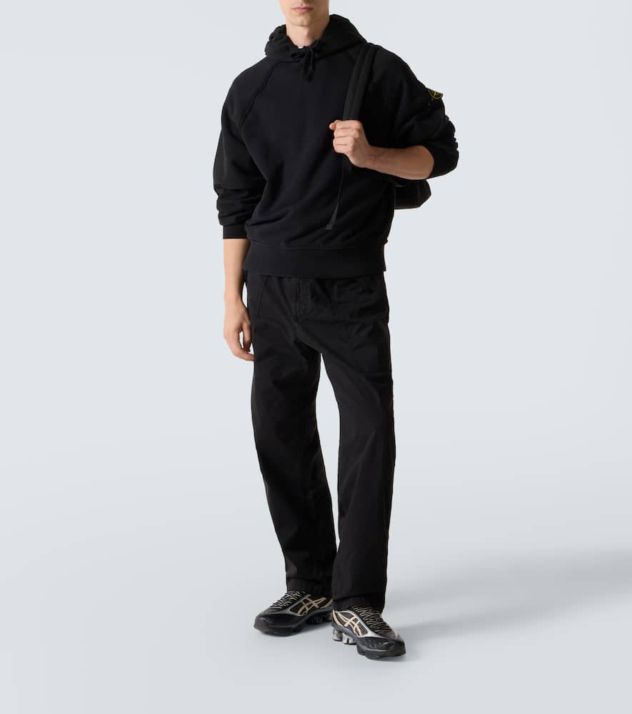 Stone Island Compass Cotton Hoodie In Black