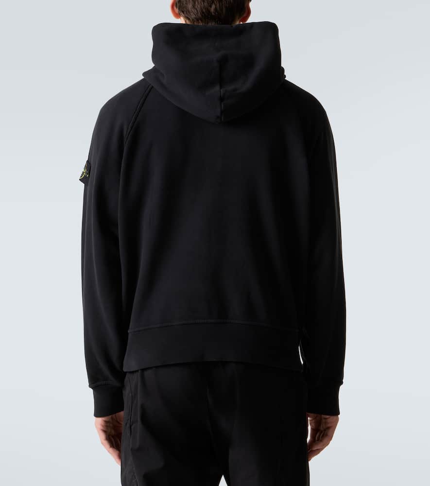 Stone Island Compass Cotton Hoodie In Black