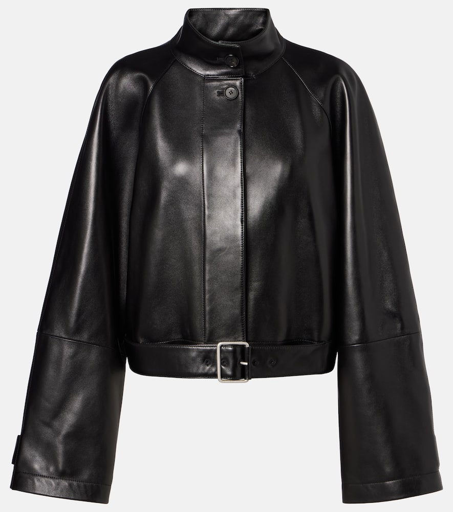 Cropped leather jacket
