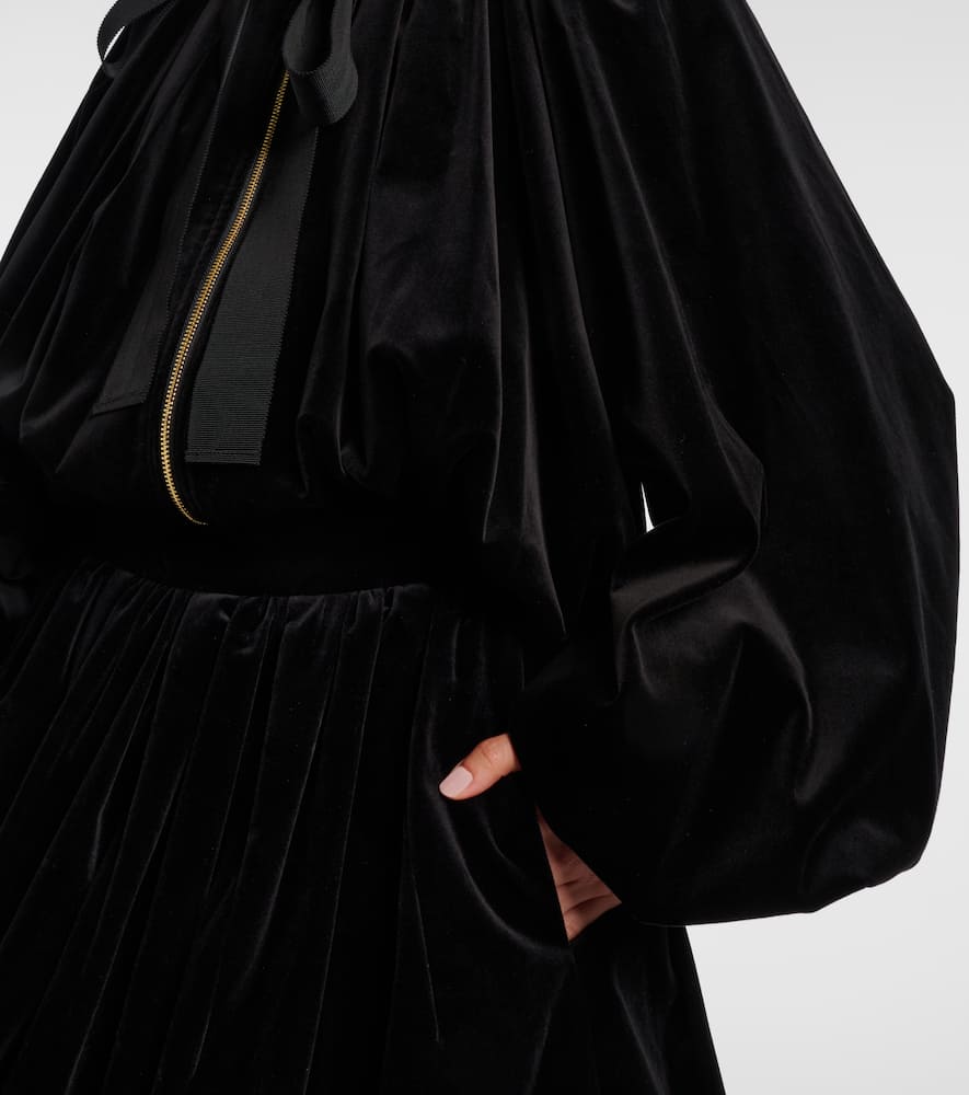 Patou Bow-detail Cotton-blend Velvet Jacket In Black