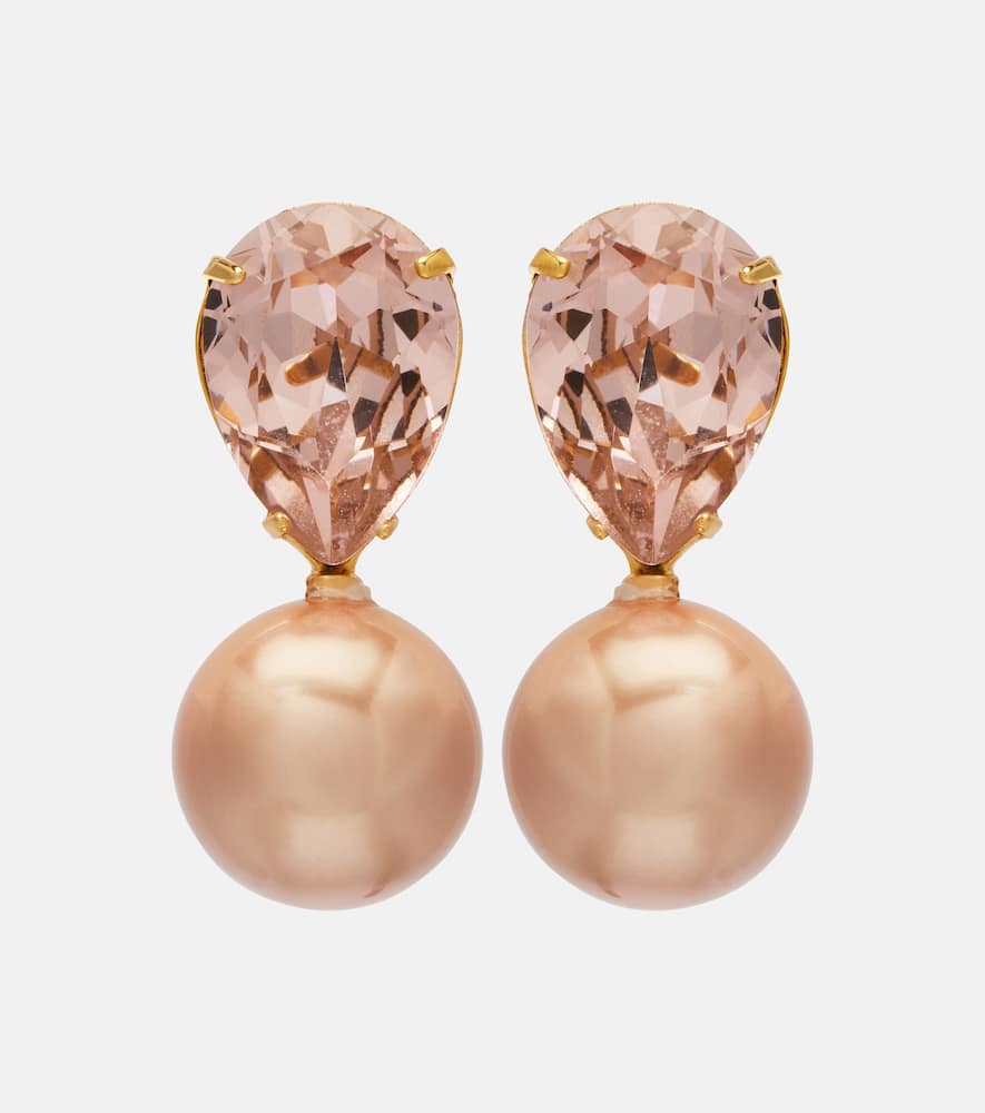 Jennifer Behr Simone Crystal-embellished Pearl Earrings In Gold