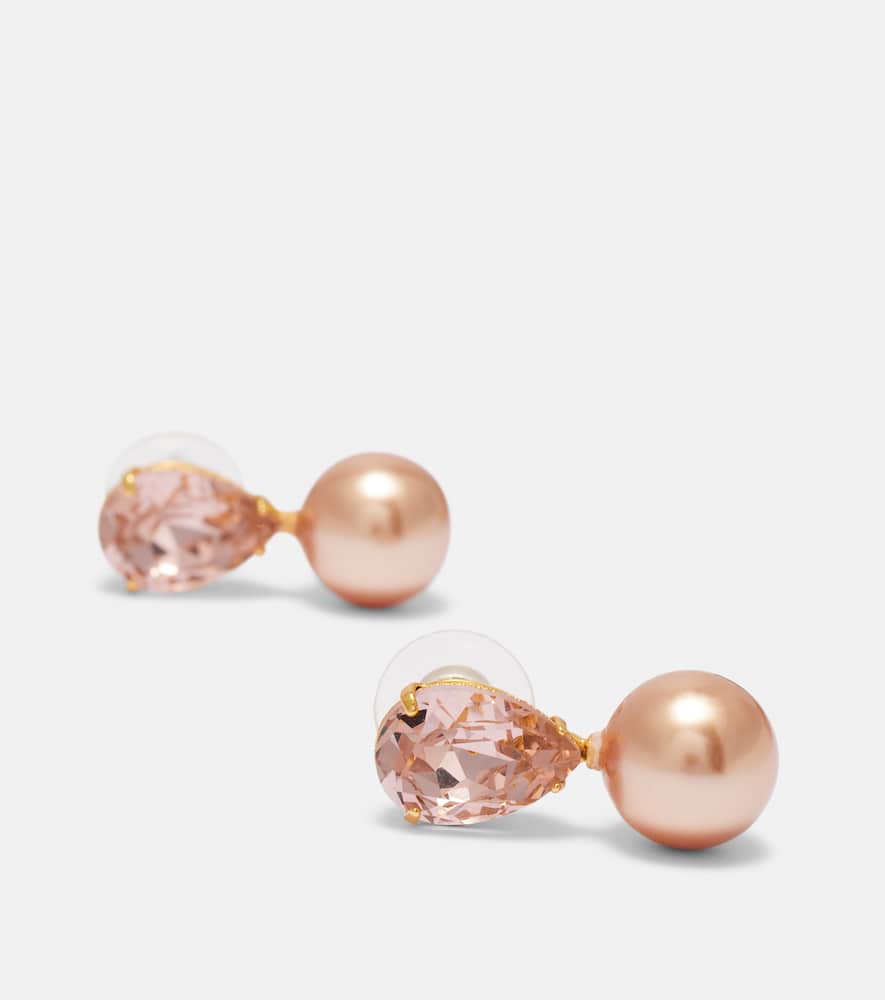 Jennifer Behr Simone Crystal-embellished Pearl Earrings In Gold