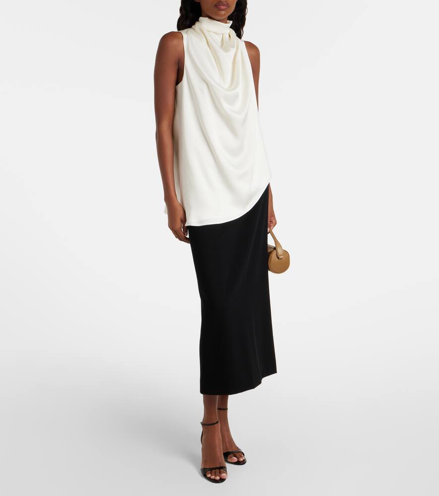Rohe Sleeveless Draped Satin Top In Cream In White