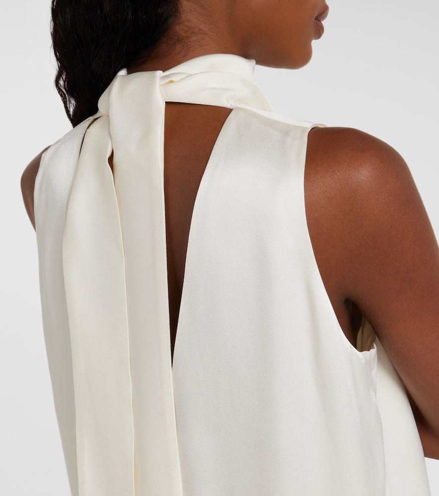 Rohe Sleeveless Draped Satin Top In Cream In White