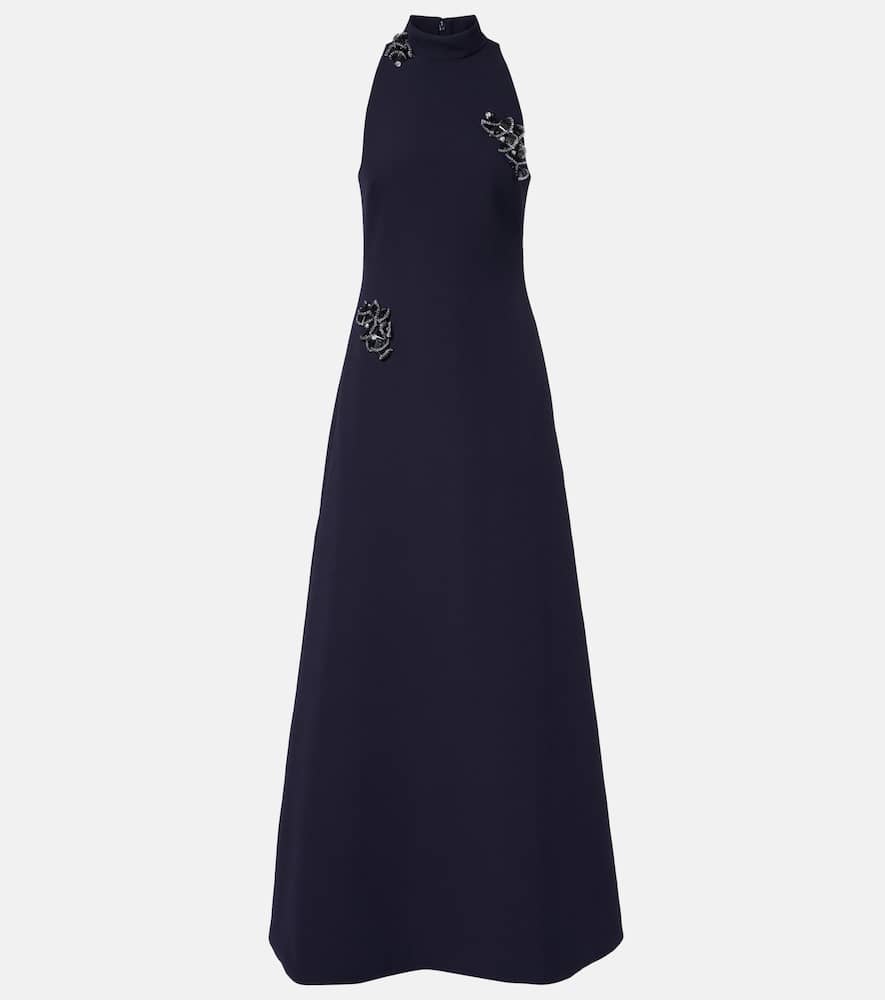 Safiyaa Priscilla Embellished Crêpe Gown In Blue