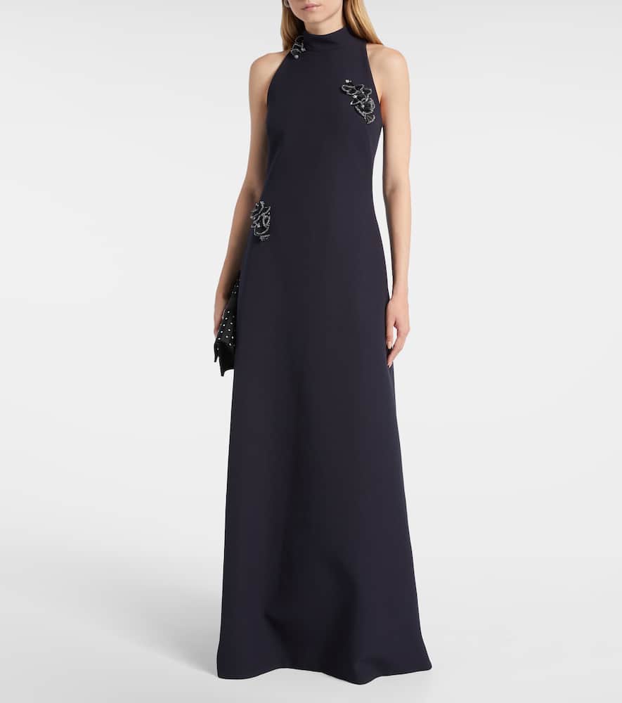 Safiyaa Priscilla Embellished Crêpe Gown In Blue