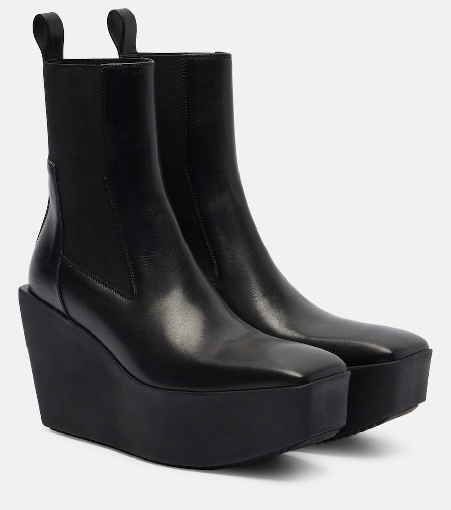 Beatle leather platform ankle boots
