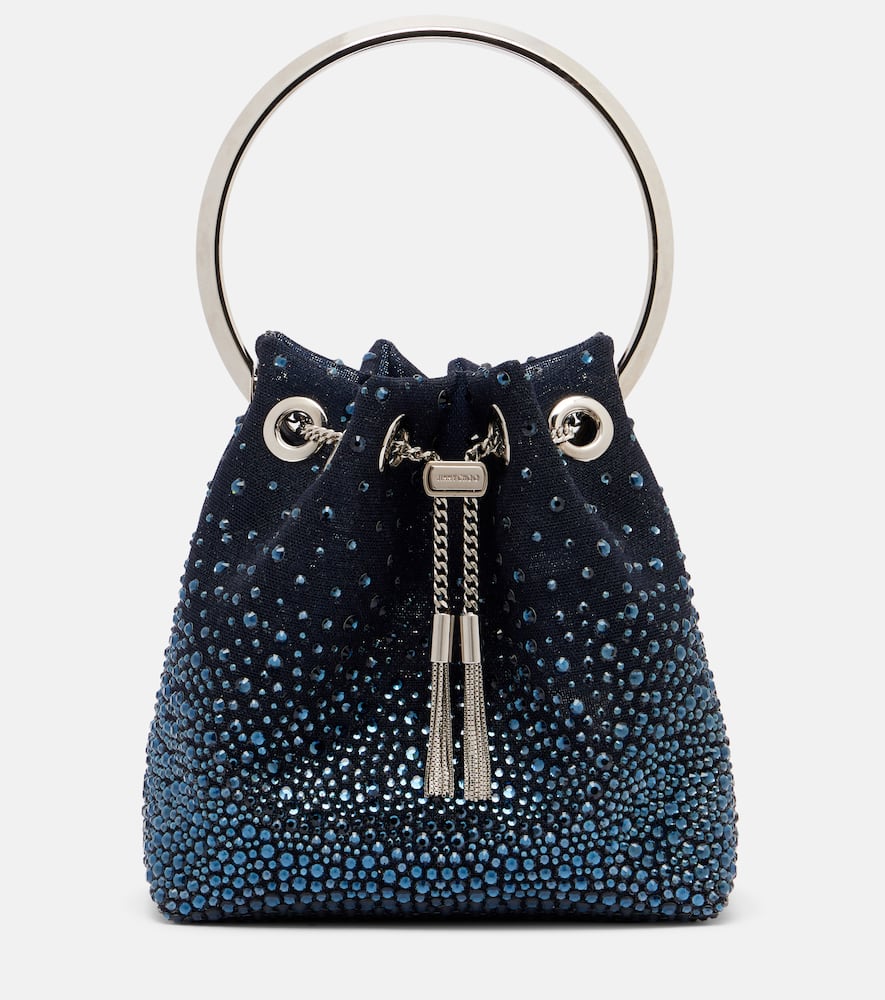 Jimmy Choo Bon Bon Embellished Bucket Bag In Blue