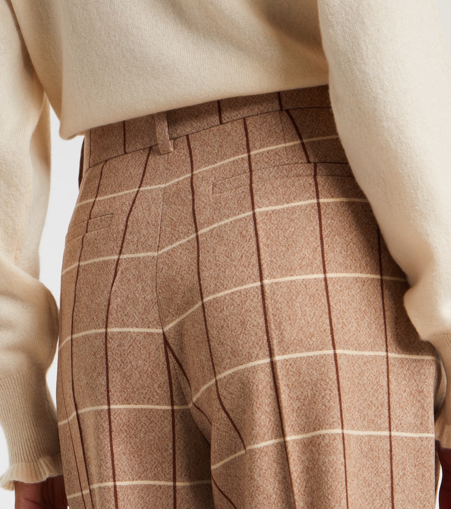 Valentino Checked High-rise Virgin Wool Wide-leg Pants In Animal Print