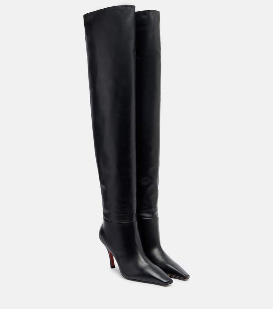 Amina Muaddi Jamie 80 Leather Over-the-knee Boots In Black