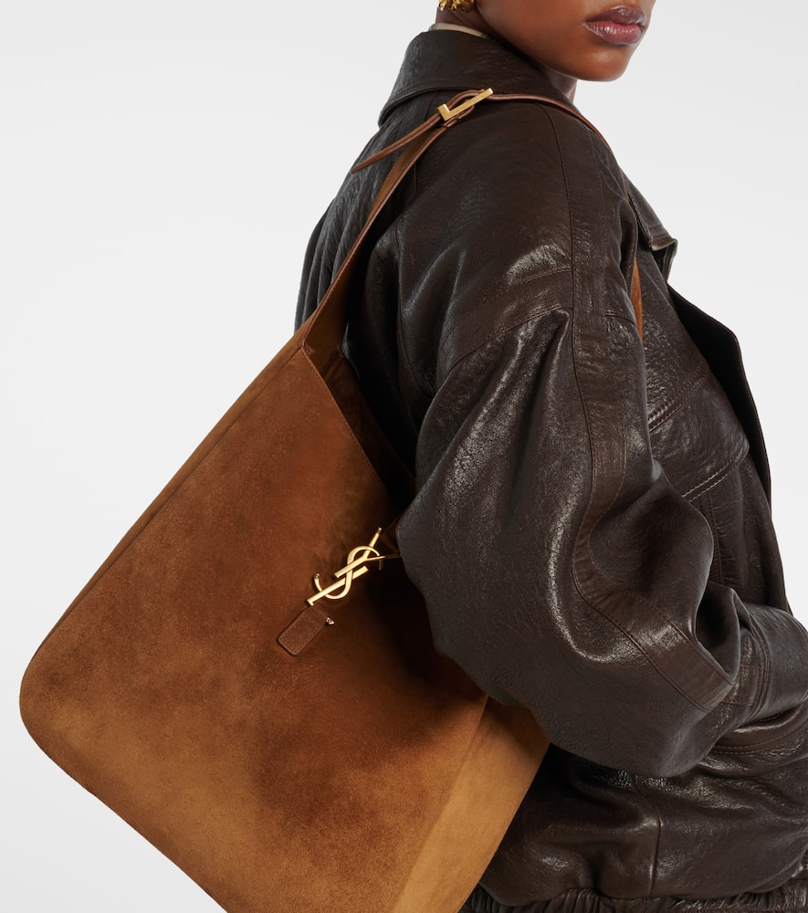 Saint Laurent Le 5 À 7 Supple Large Suede Shoulder Bag In Brown