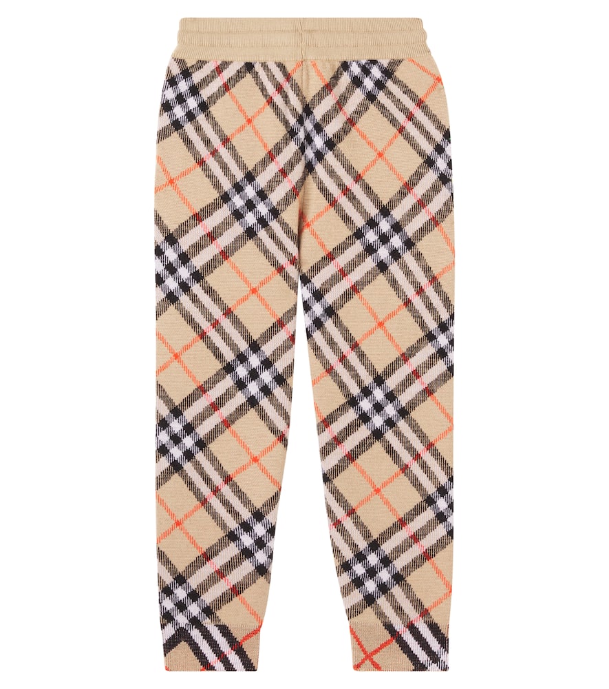 Burberry Check Wool Sweatpants In Neutral