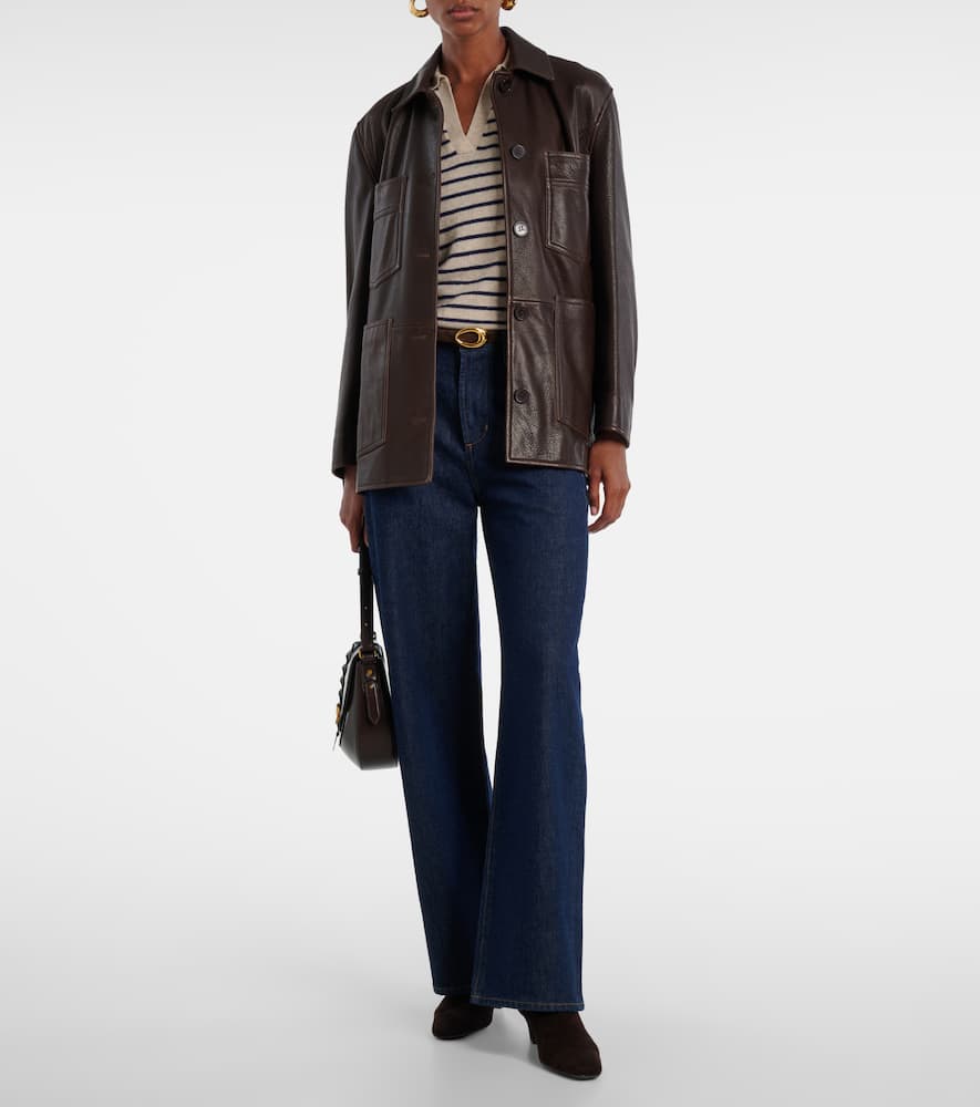 Velvet Striped Cashmere Polo Sweater In Neutral