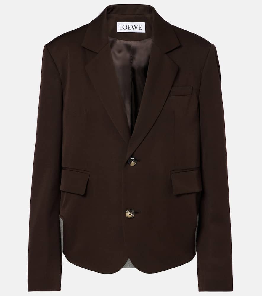Loewe Gathered Wool Blazer In Burgundy