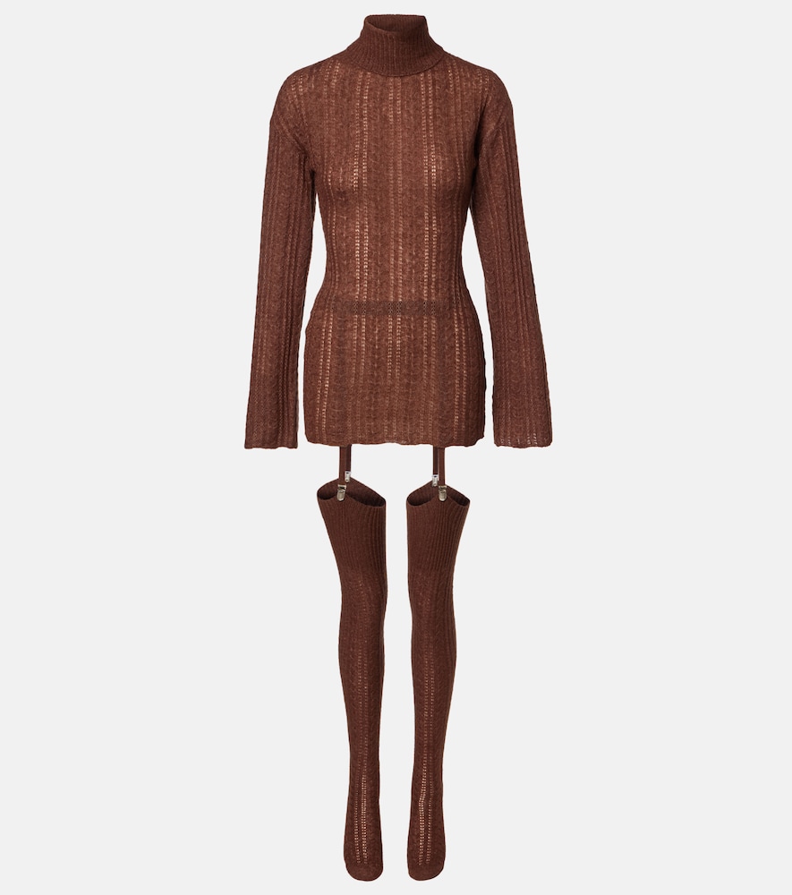 Aya Muse Cable-knit minidress and tights set