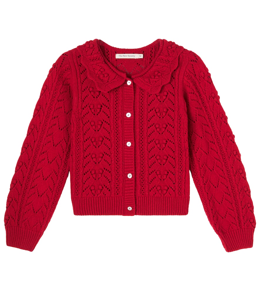 The New Society Lila Crochet Cardigan In Red