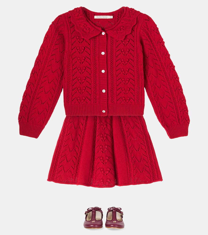 The New Society Lila Crochet Cardigan In Red
