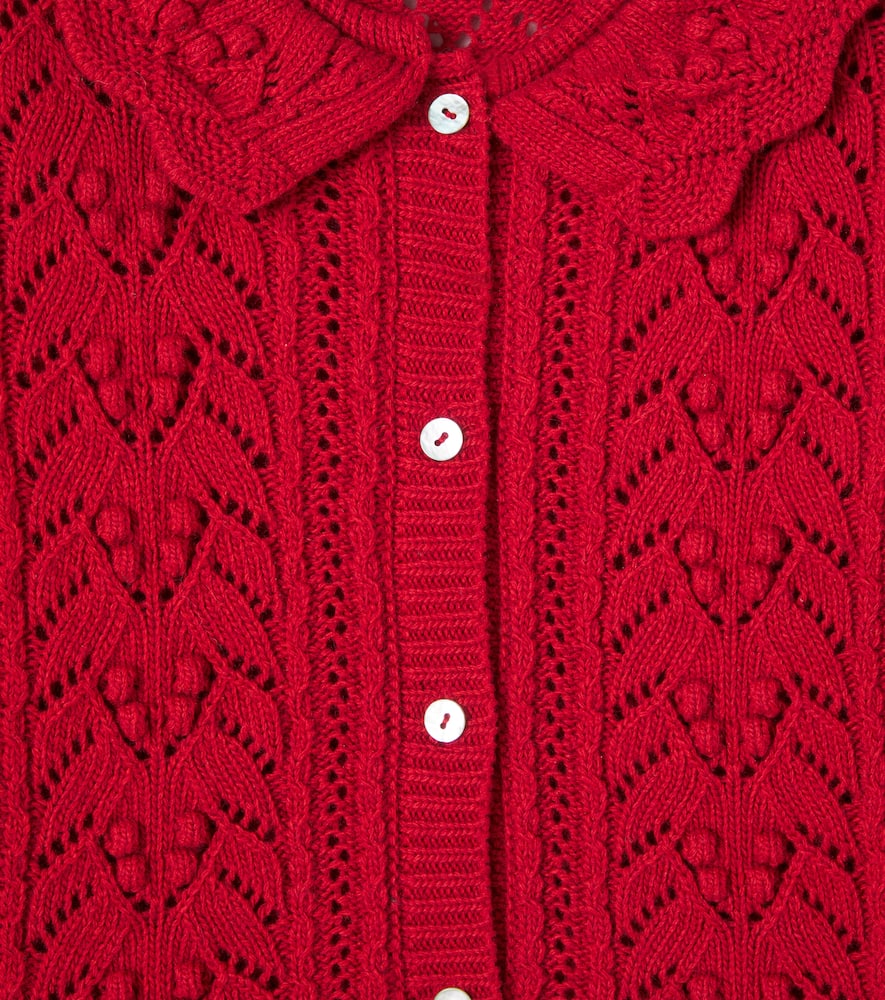 The New Society Lila Crochet Cardigan In Red