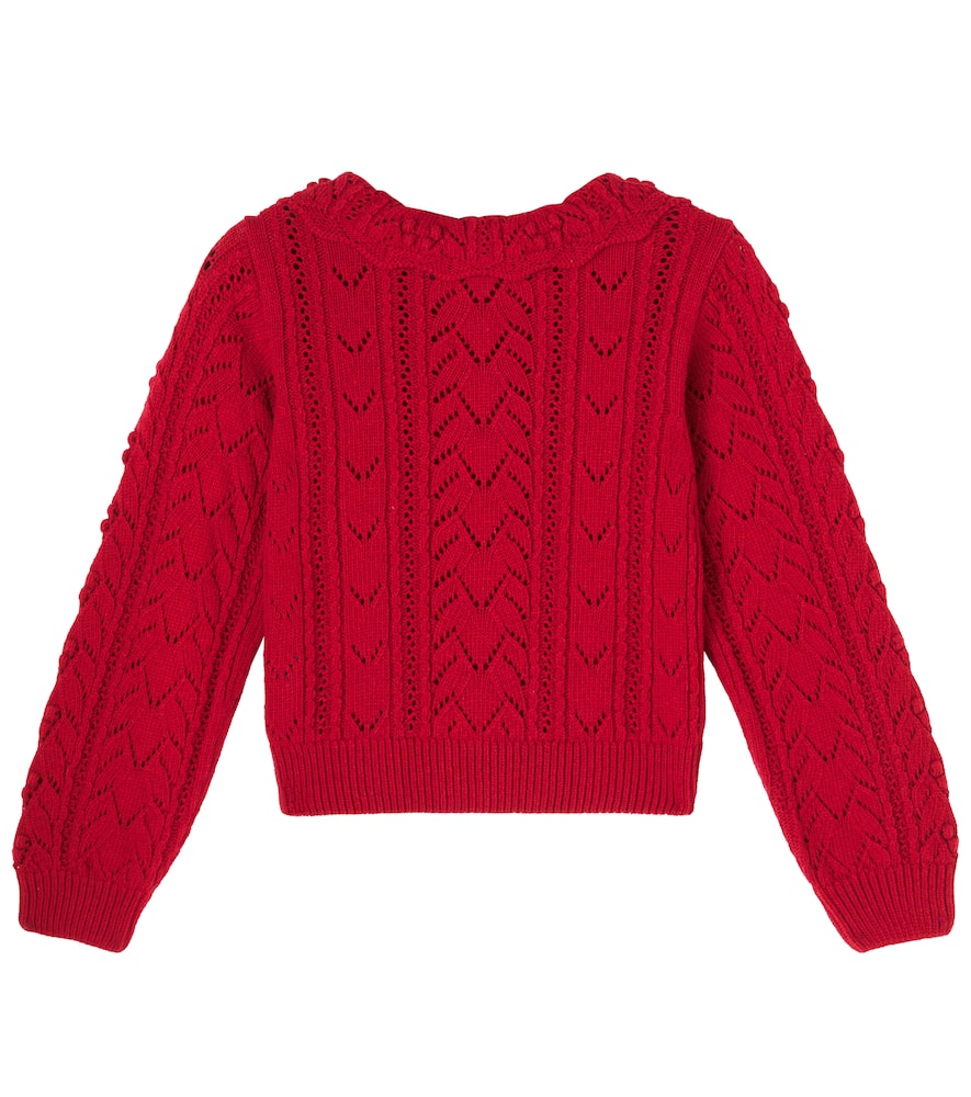The New Society Lila Crochet Cardigan In Red