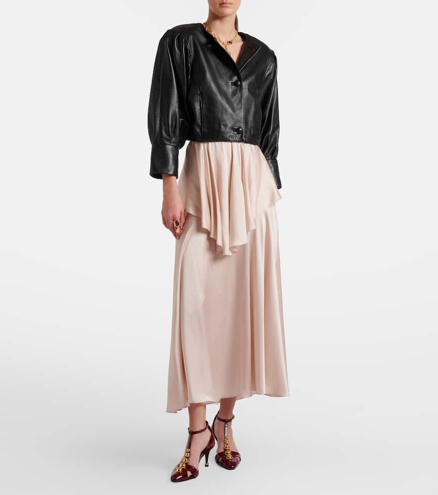 Chloé Cropped Leather Jacket In Black