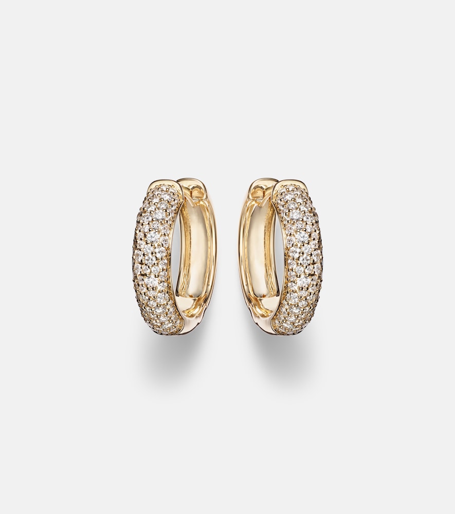 Stone and Strand Keepsake 14kt gold huggie earrings with diamonds