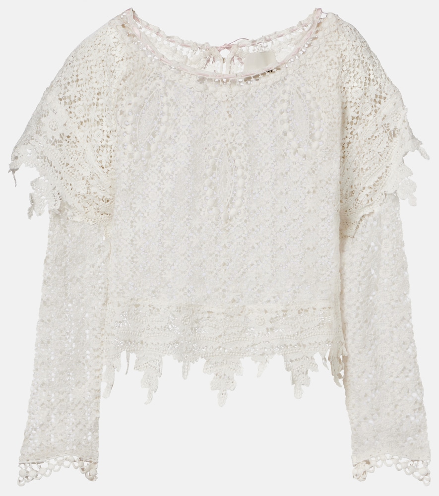 Isabel Marant Women's White Hyliana Cotton Lace Top Uk Size 14