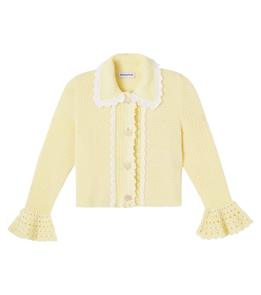 Self-Portrait Kids Yellow Crystal-Embellished Pointelle Cardigan Y 10/12 - Mytheresa