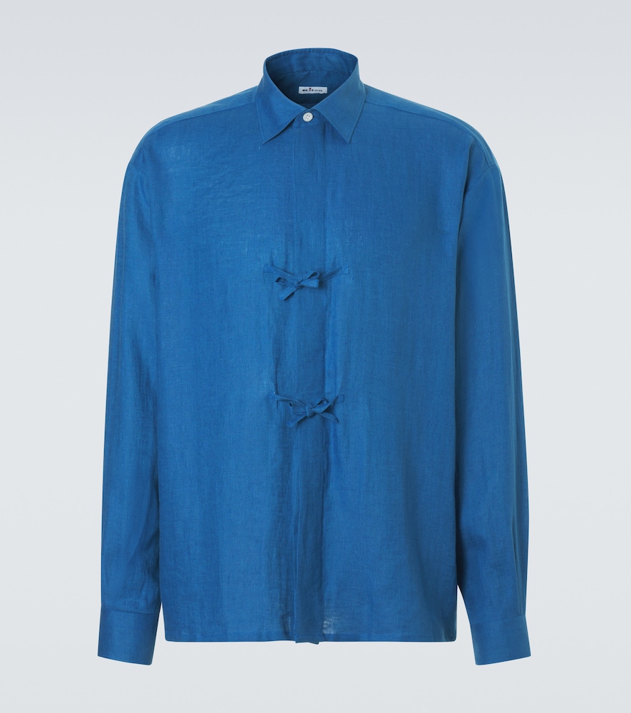Kiton Bow-detail linen shirt