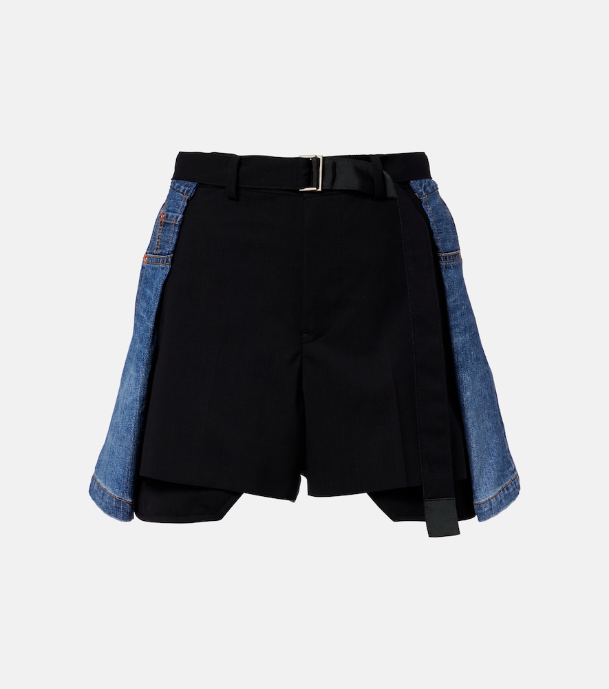 Sacai Paneled denim shorts