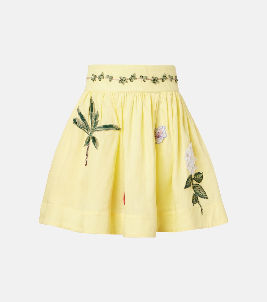 Agua by Agua Bendita Nori floral-appliqué linen miniskirt