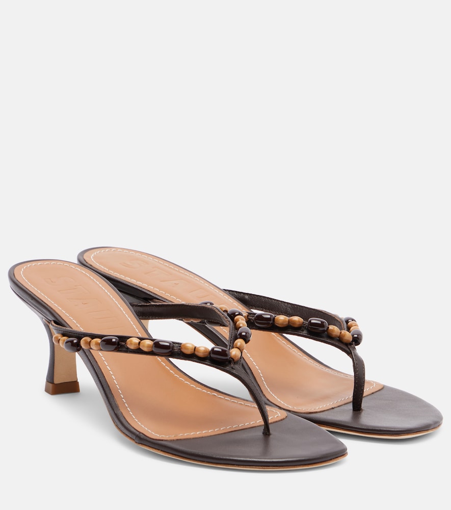 Staud Freja beaded leather thong sandals