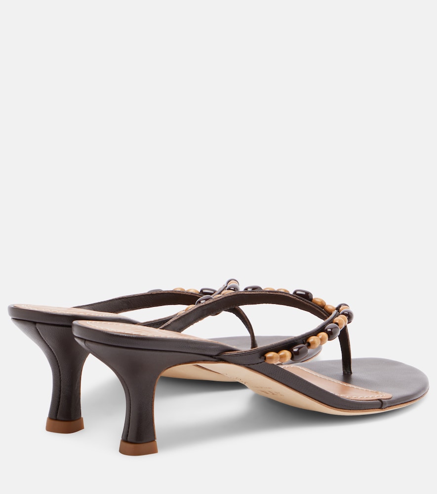  Staud Staud Freja Beaded Leather Thong Sandals 