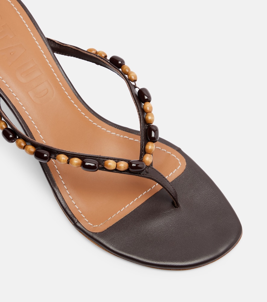  Staud Staud Freja Beaded Leather Thong Sandals 