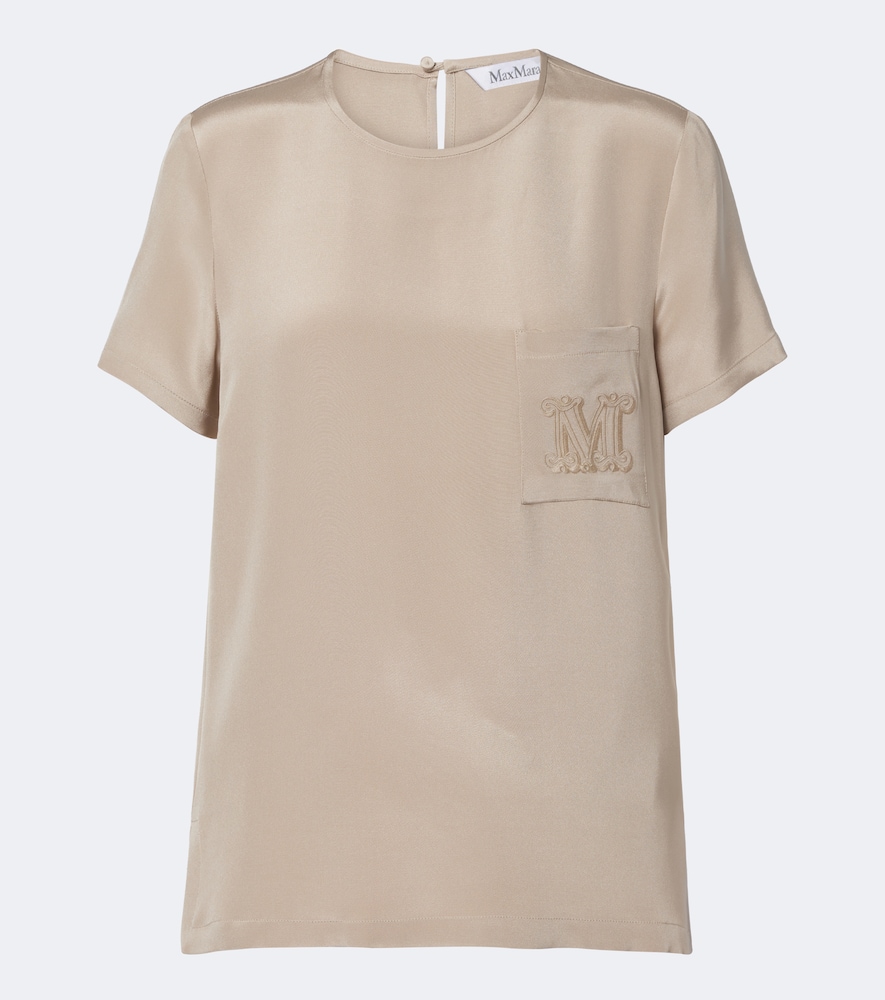 Top in seta con logo