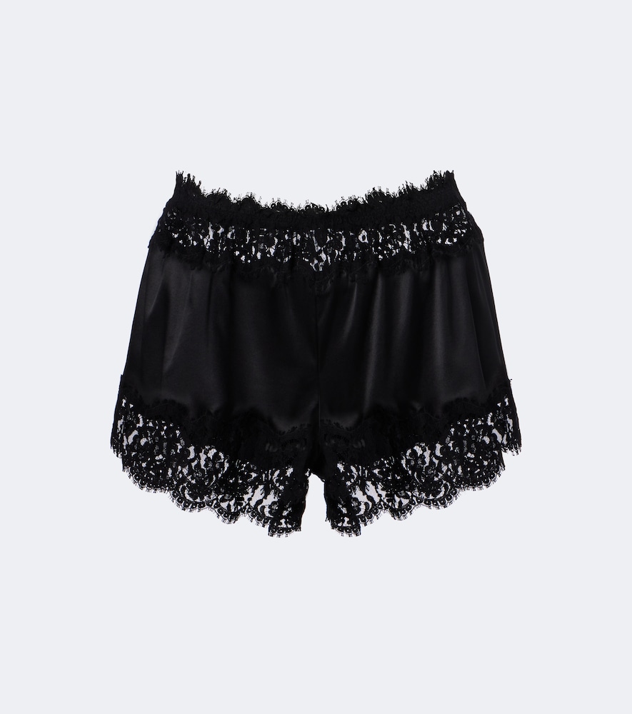 Shorts aus Satin mit Spitze