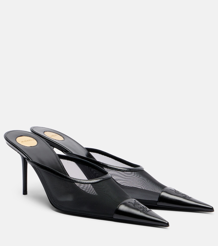 Mules Renée aus Mesh und Leder