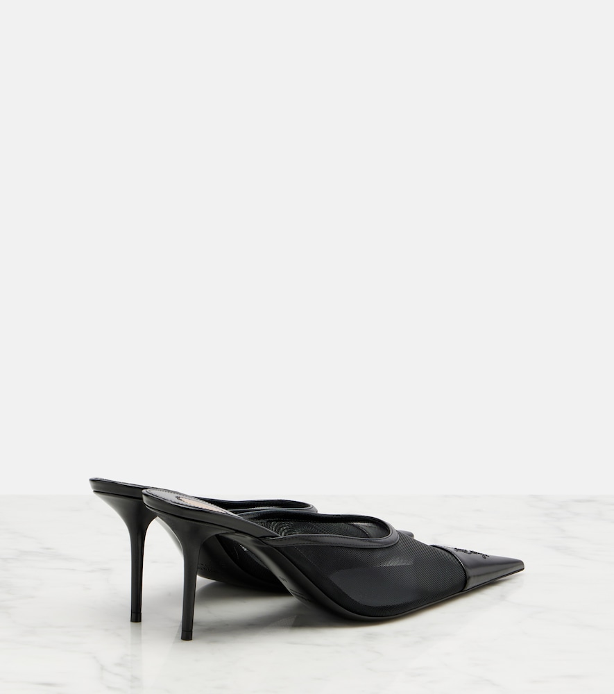  Saint Laurent Saint Laurent Renee Mesh And Leather Mules 