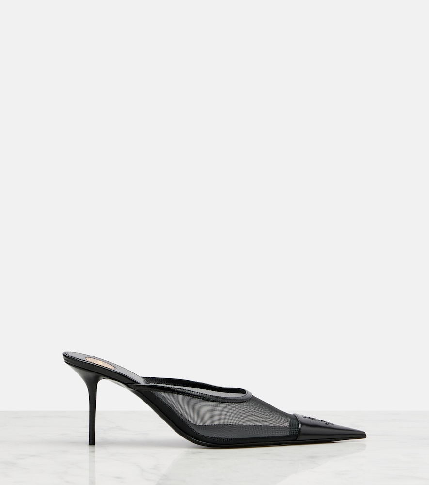  Saint Laurent Saint Laurent Renee Mesh And Leather Mules 
