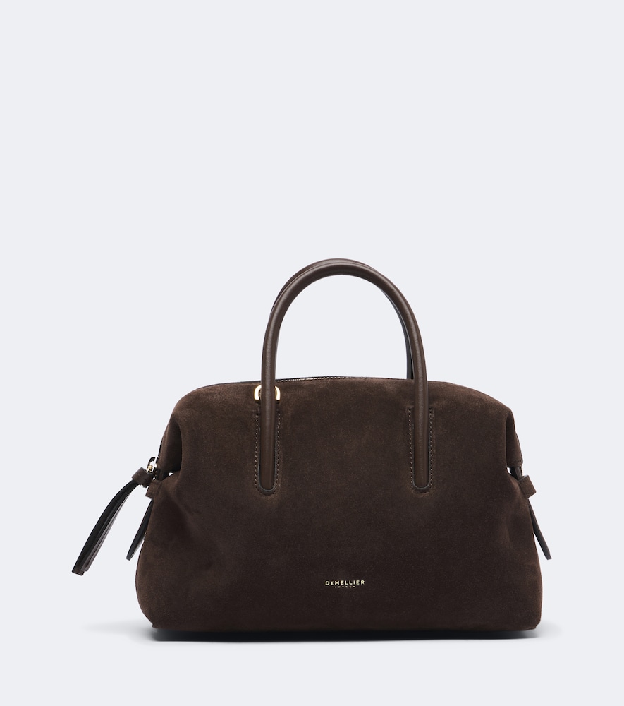 Demellier Stockholm Small Suede Top-handle Bag In Brown