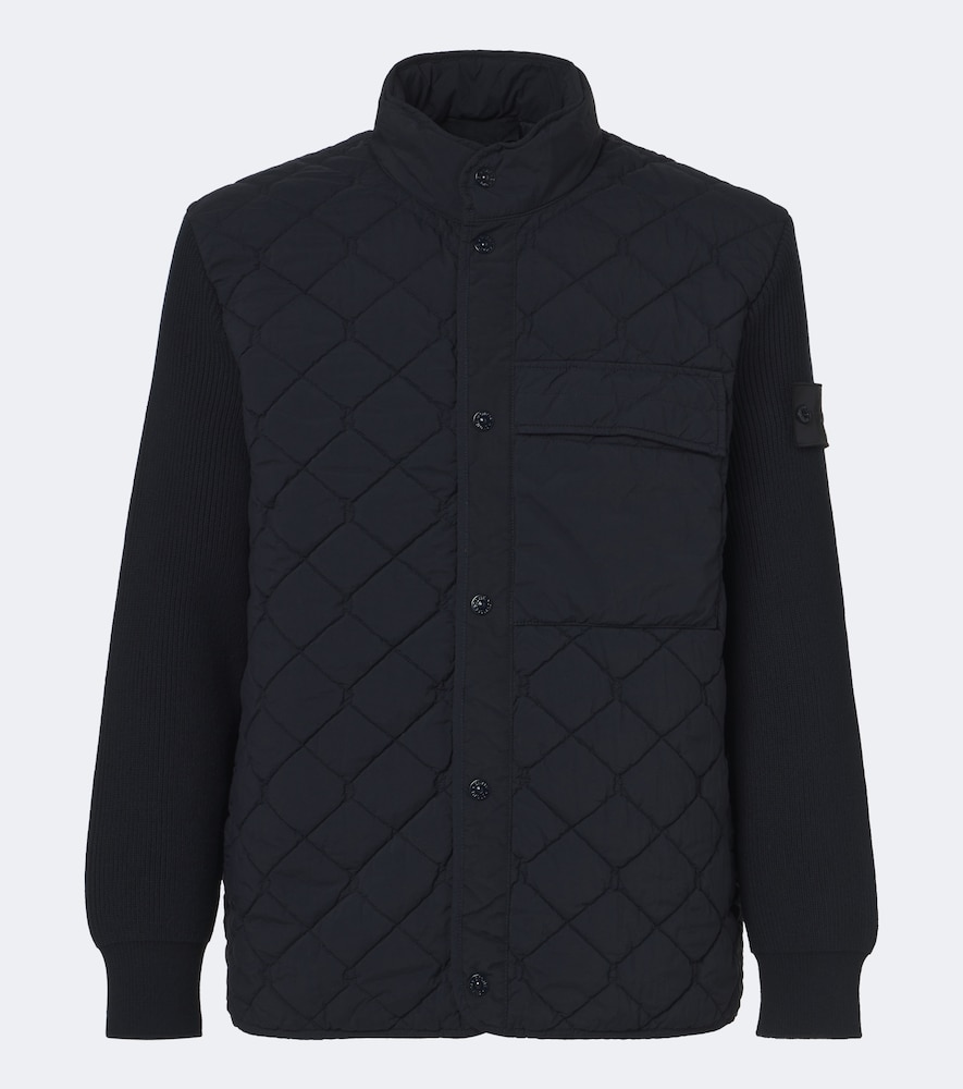 Stone Island Ghost Ribbed-knit Quilted Jacket In Blue