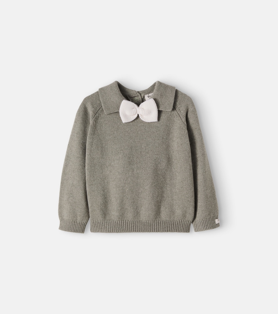 Donsje Baby Thabo Cotton And Wool-blend Polo Sweater In Green