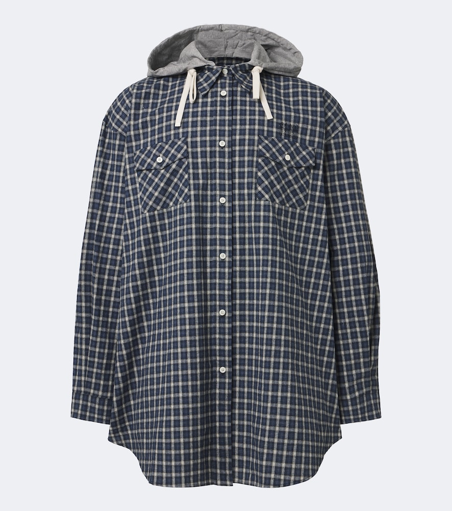 Giacca camicia in flanella di cotone a quadri