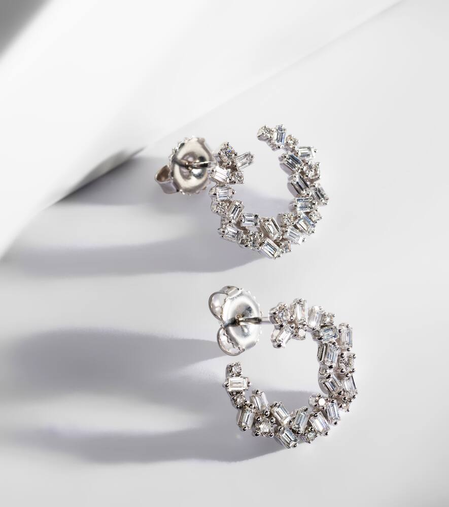 Suzanne Kalan Chloé 18kt White Gold Hoop Earrings With Diamonds In White