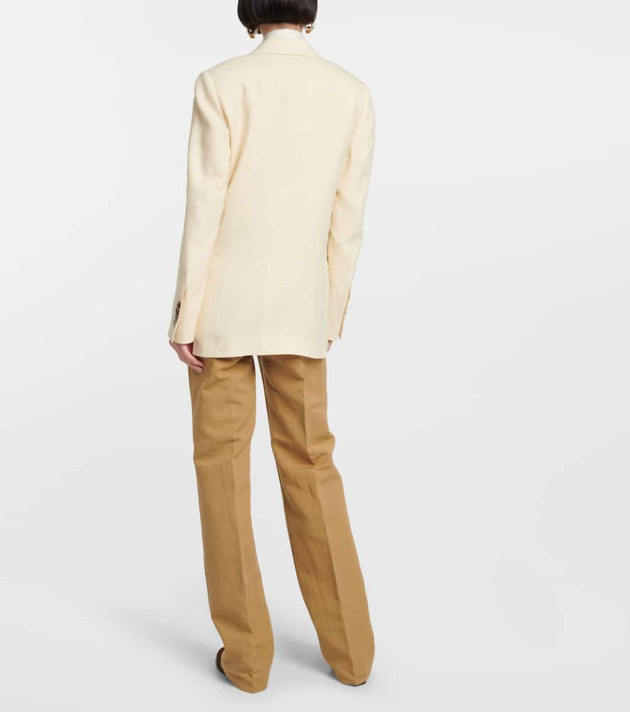 Shop Loro Piana Aurora Linen-blend Blazer In Honey Suckle