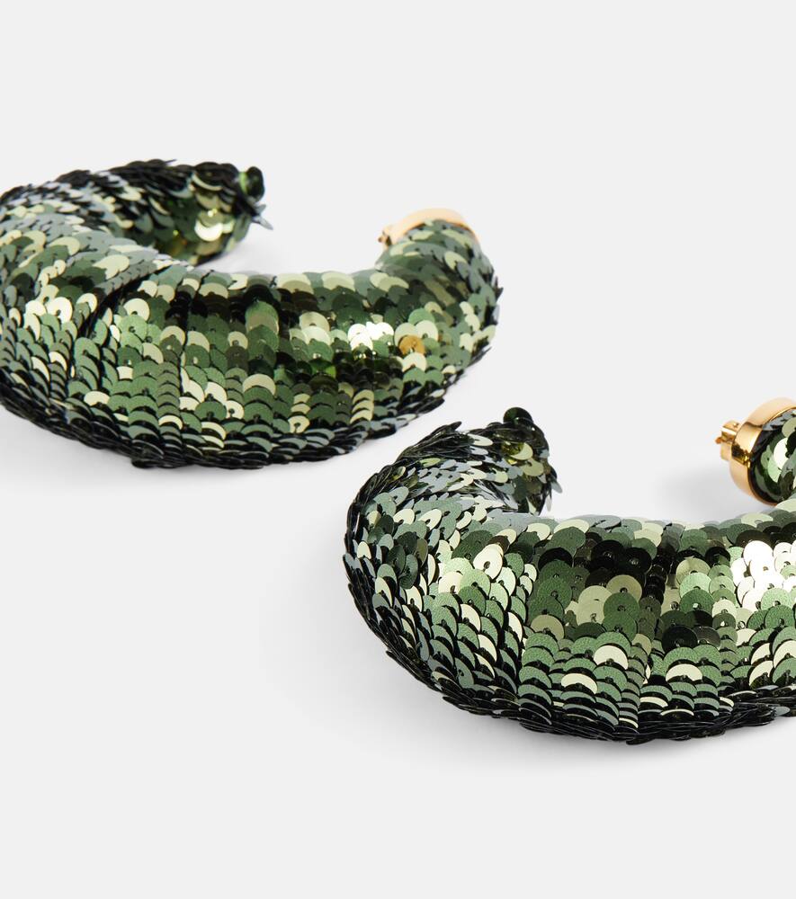 Shop Tom Ford Sequined Earrings In Pale Green