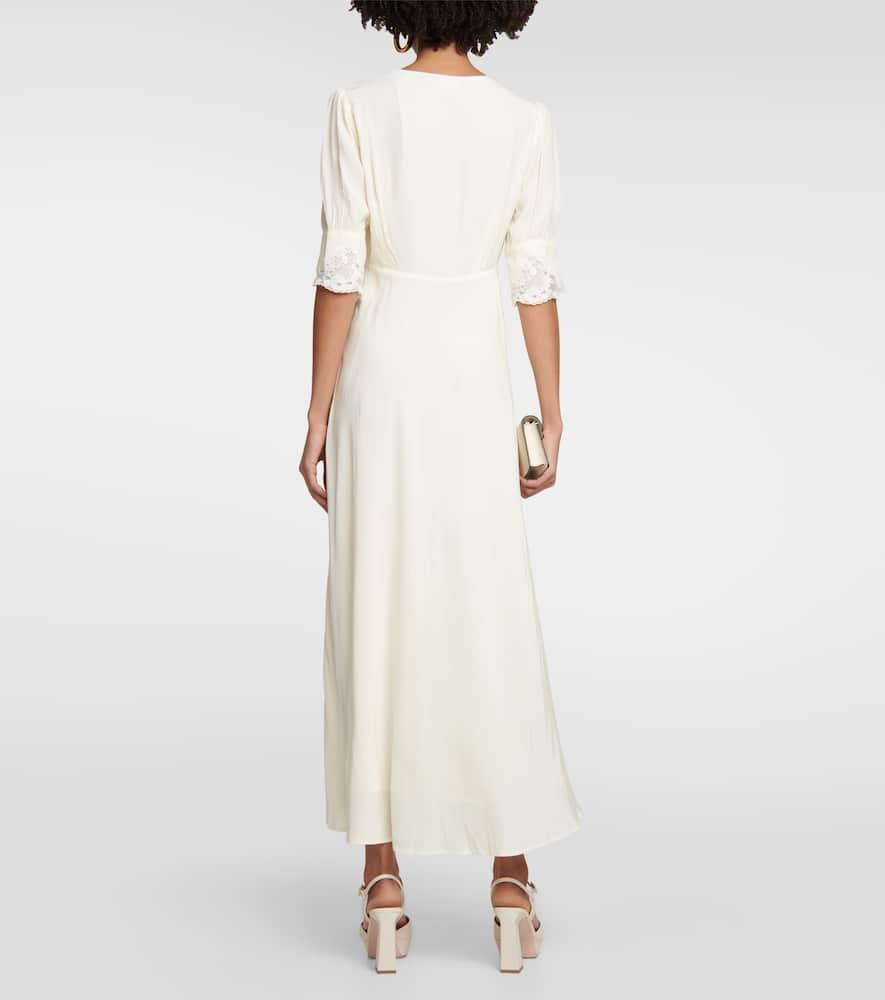 Shop Rixo London Bridal Simone Embroidered Maxi Dress In Ivory