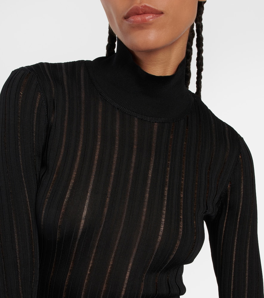 Shop Alaïa Crinoline Turtleneck Sweater In Black