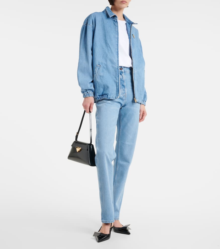 Prada Kapuzenjacke Mit Emaille-logo In Blue